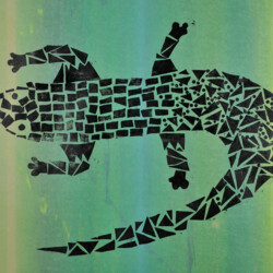 Kartonstempel: Echse