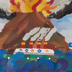 Schiff vor Vulkaninsel