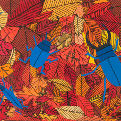 Käfer und Herbstlaub