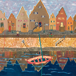 Häuser spiegeln sich im Wasser