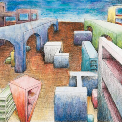 Zentralperspektive mit kubischen Formen