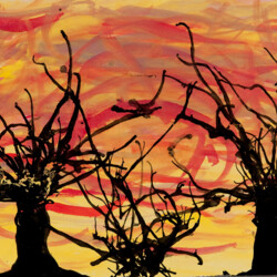 Tusche-Blastechnik: Bäume