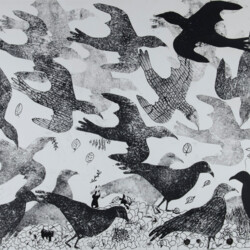 Kartonstempel: Tierschwarm - Vögel