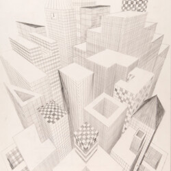 Drei Fluchtpunkte: Hochhäuser