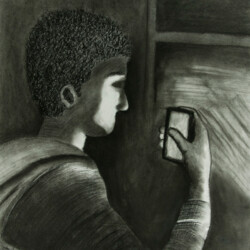 Person mit Handy: Die Erleuchung