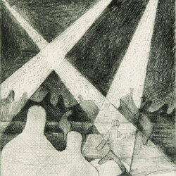 Personen in surrealistischer Umgebung