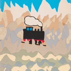 Landschaft mit Lokomotive