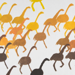 Kartonstempel: Tierherde - Strauße