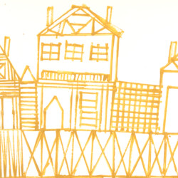 Kartonkantendruck - Pfahlbauten