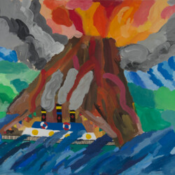 Schiff vor Vulkaninsel