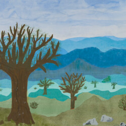 Hügelige Landschaft mit Bäumen