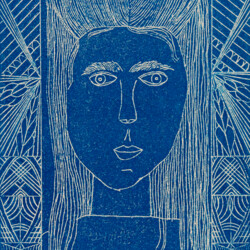 Porträt in ornamentalem Rahmen