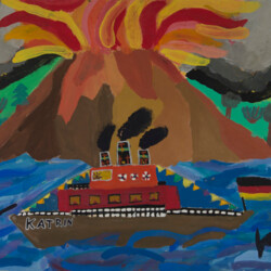 Schiff vor Vulkaninsel