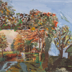 Impressionismus: Weiterführung einer Kunstpostkarte - Flusslandschaft