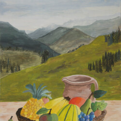 Stillleben mit Landschaft