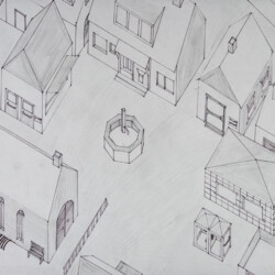 Grundriss-Schrägbild: Dorf