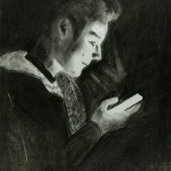 Person mit Handy: Die Erleuchung