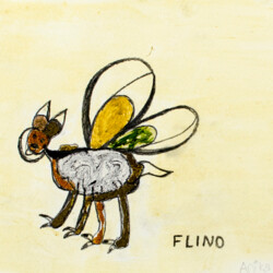 Blind-Zeichnung eines Fantasietieres