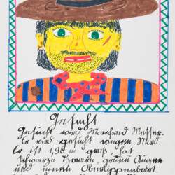 Schrift mit Malerei, Farbkreiden, Farbstiften